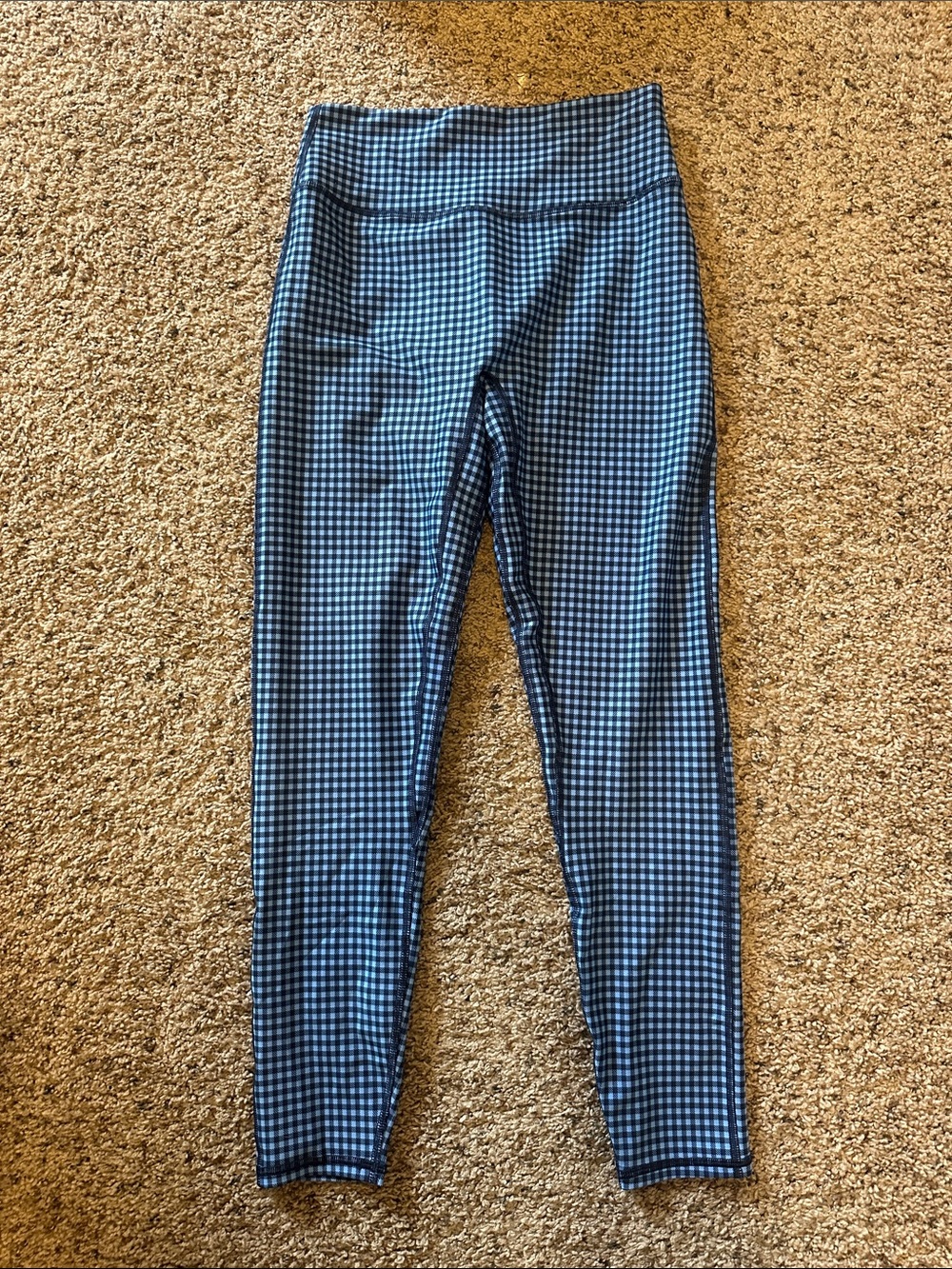 Abercrombie Blue Gingham High-Waist Leggings